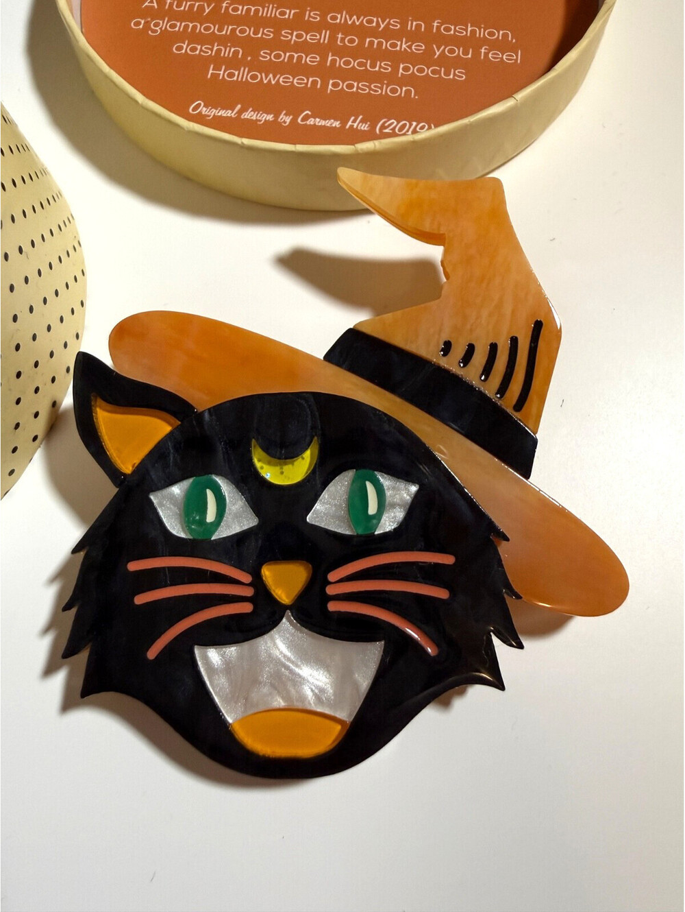 Hex Hitten Brooch - Erstwilder Out of the Shadows 2019 Halloween Witch Cat Pin